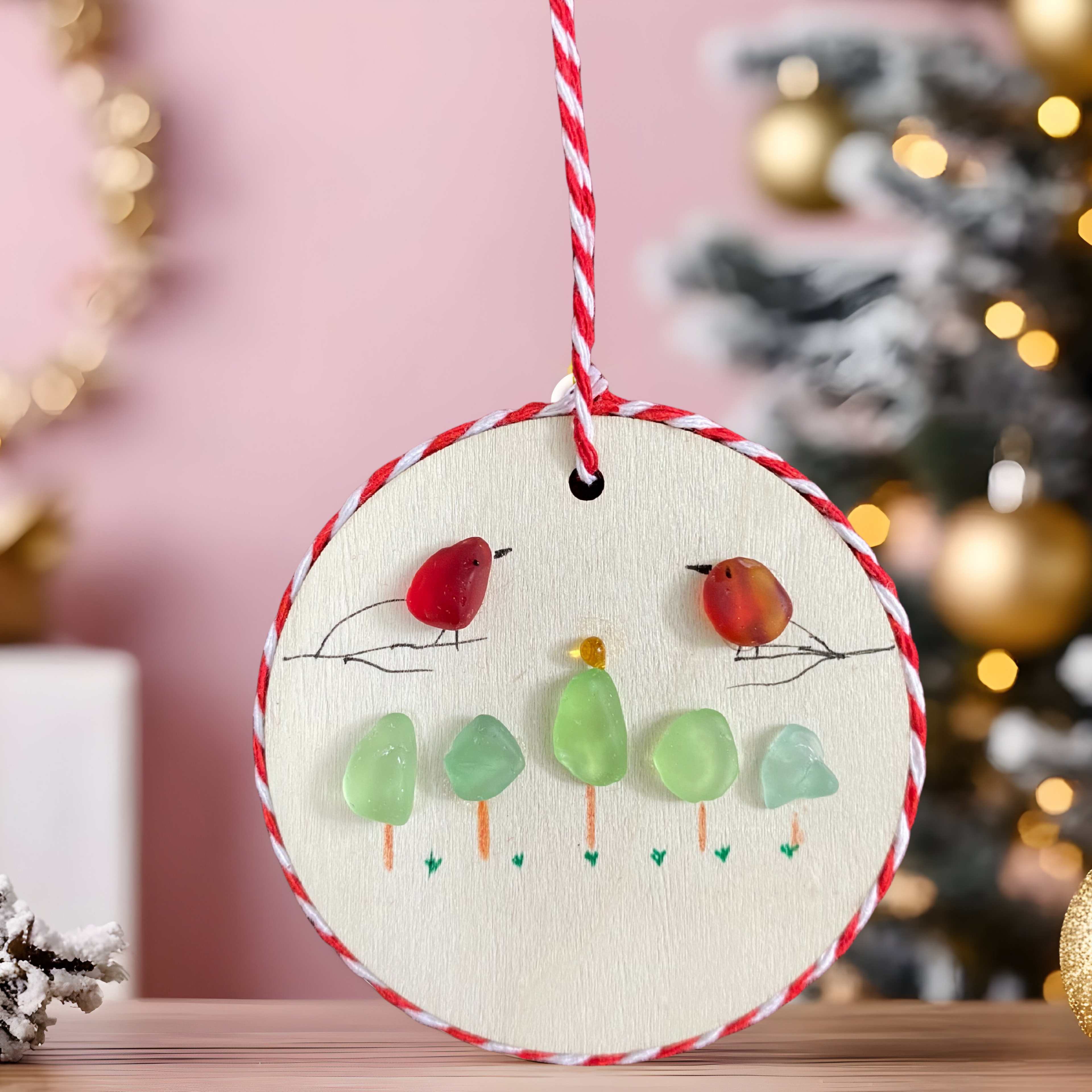 Sea Glass Ornament, Vintage Christmas Ornament,