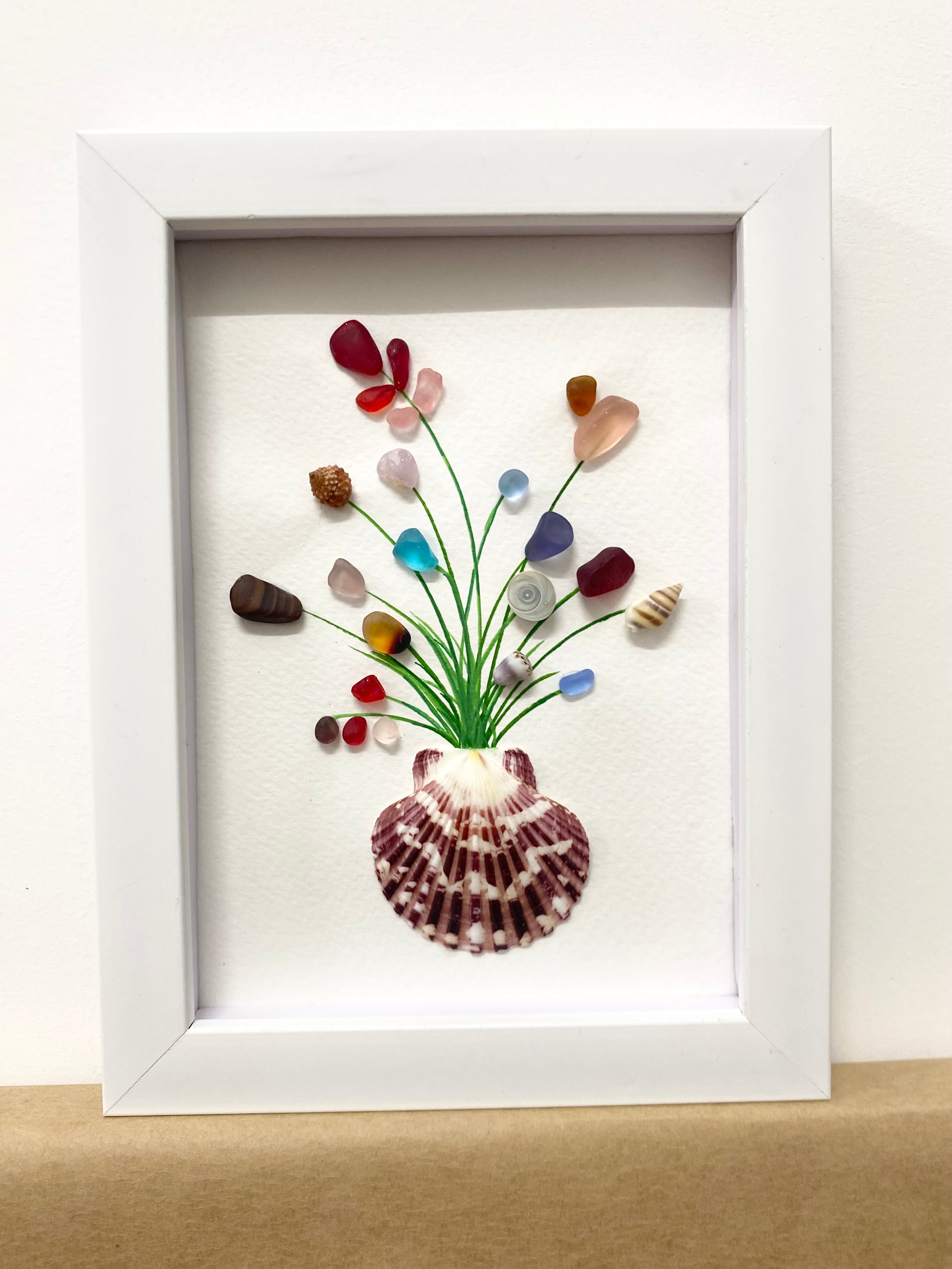 Sea Glass Flower Vase Art