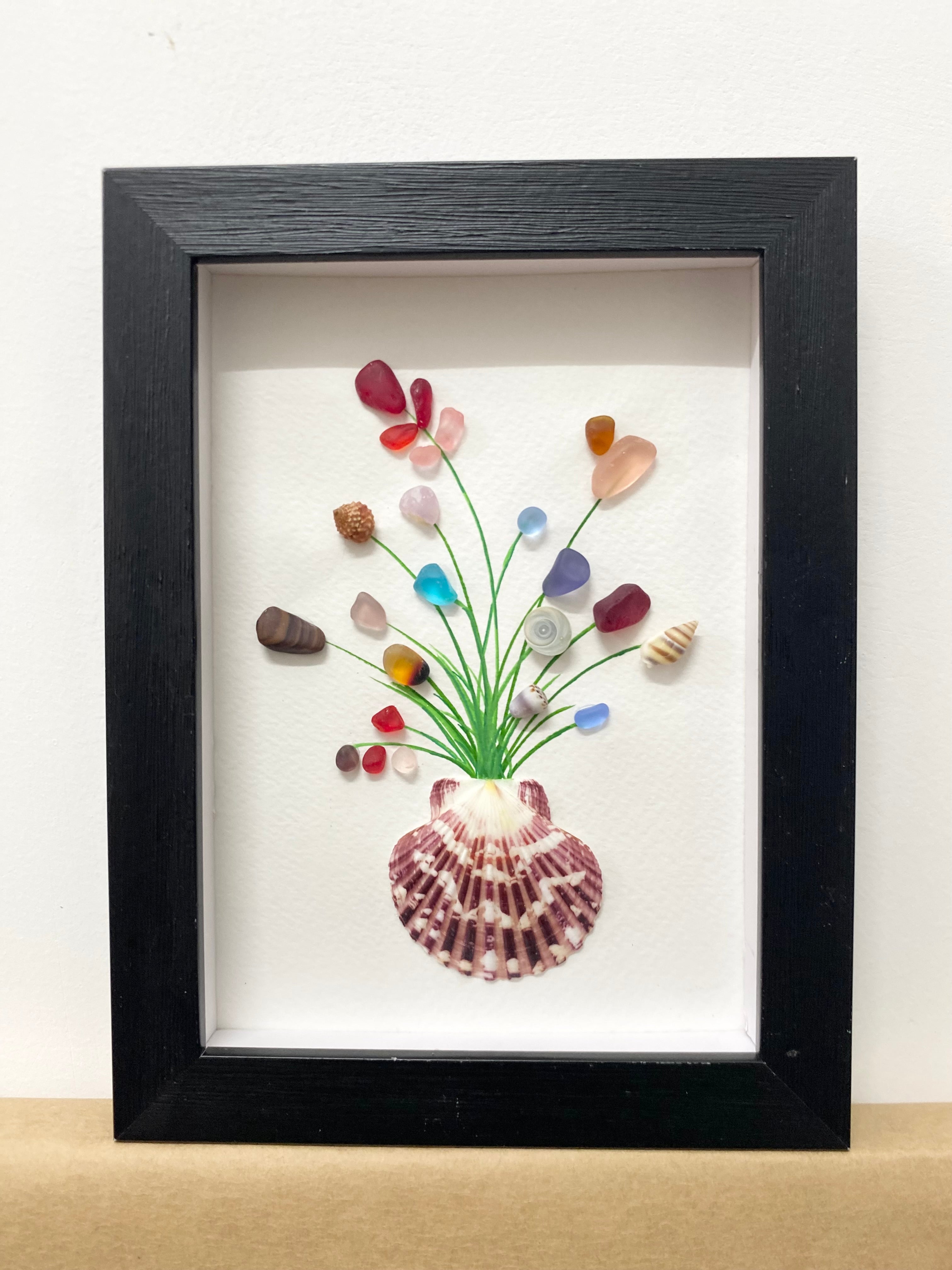 Sea Glass Flower Vase Art