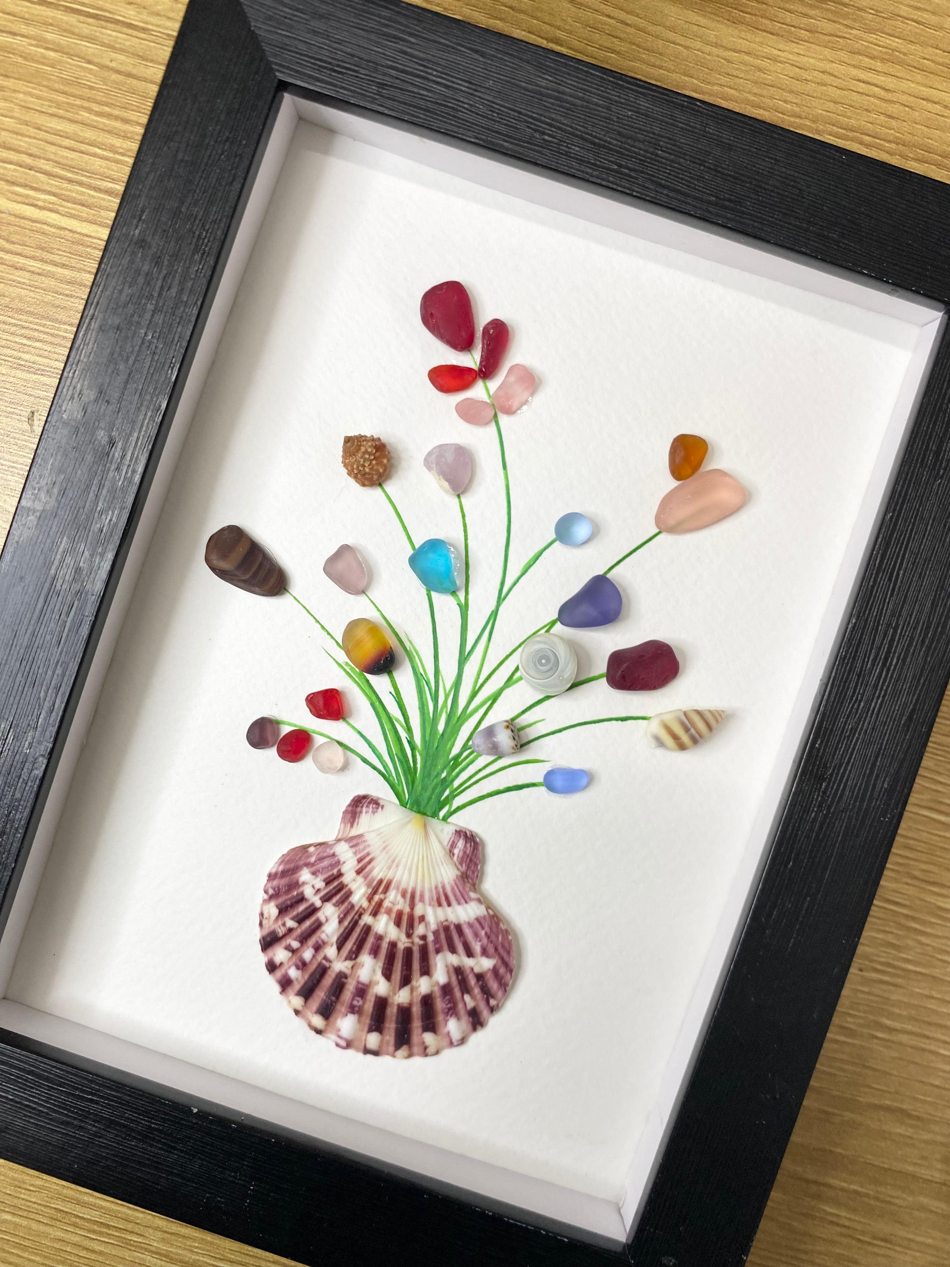 Sea Glass Flower Vase Art