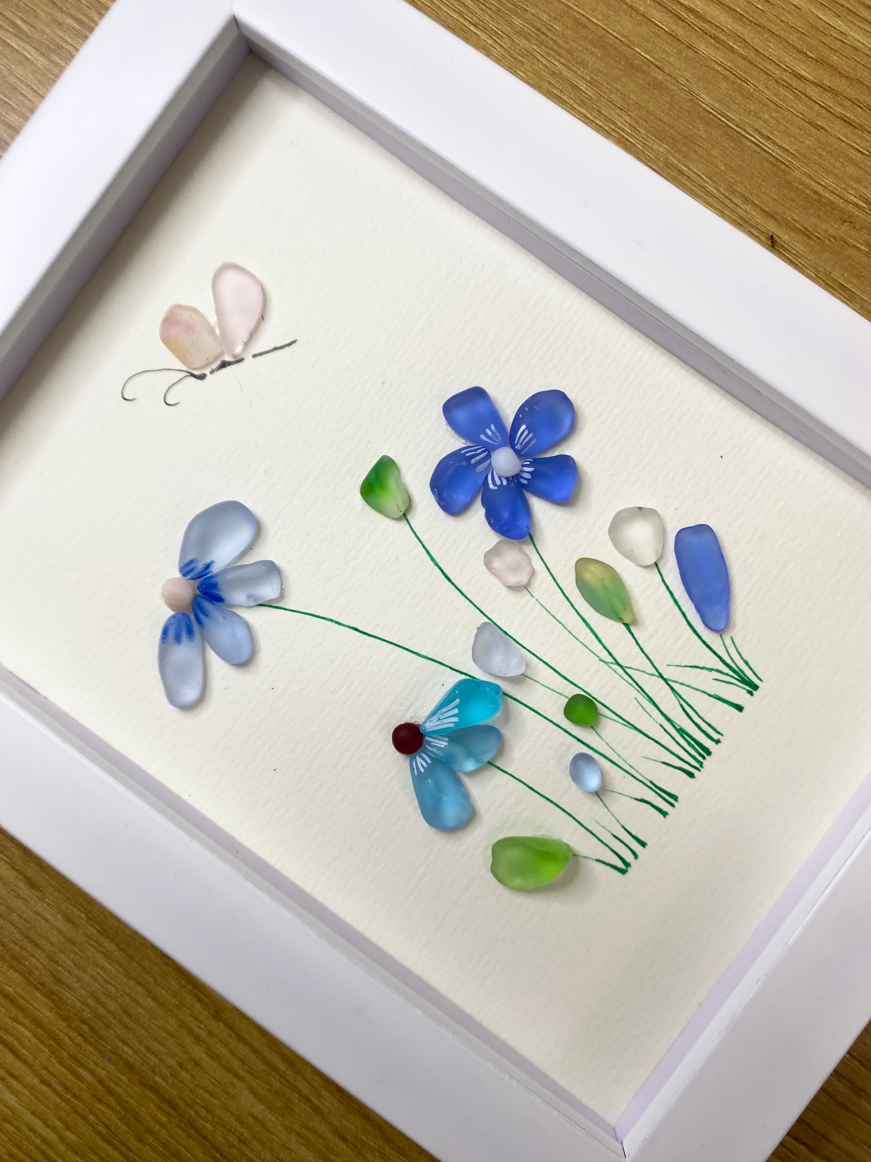Handcrafted Flower Sea Glass Art