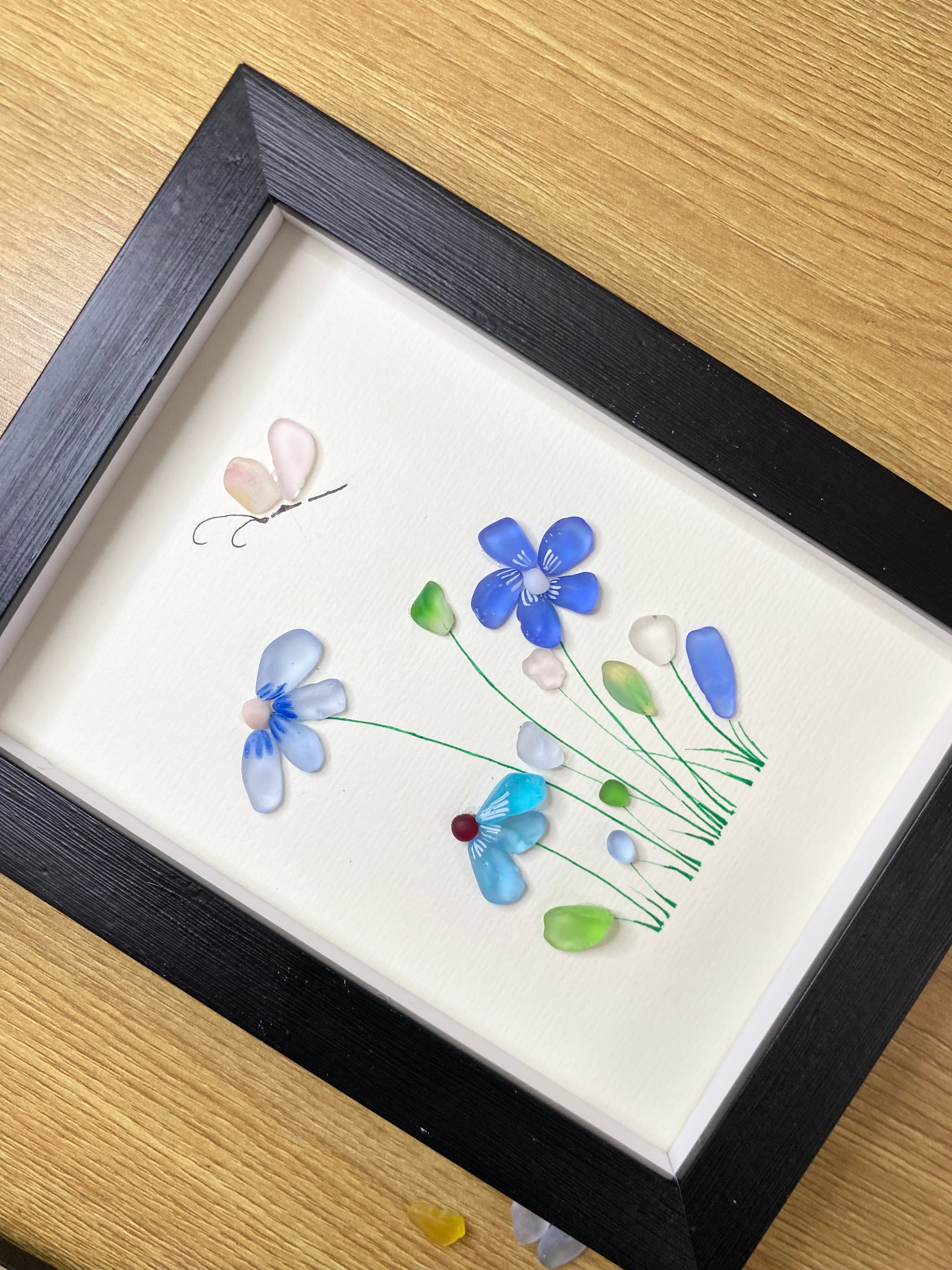 Handcrafted Flower Sea Glass Art