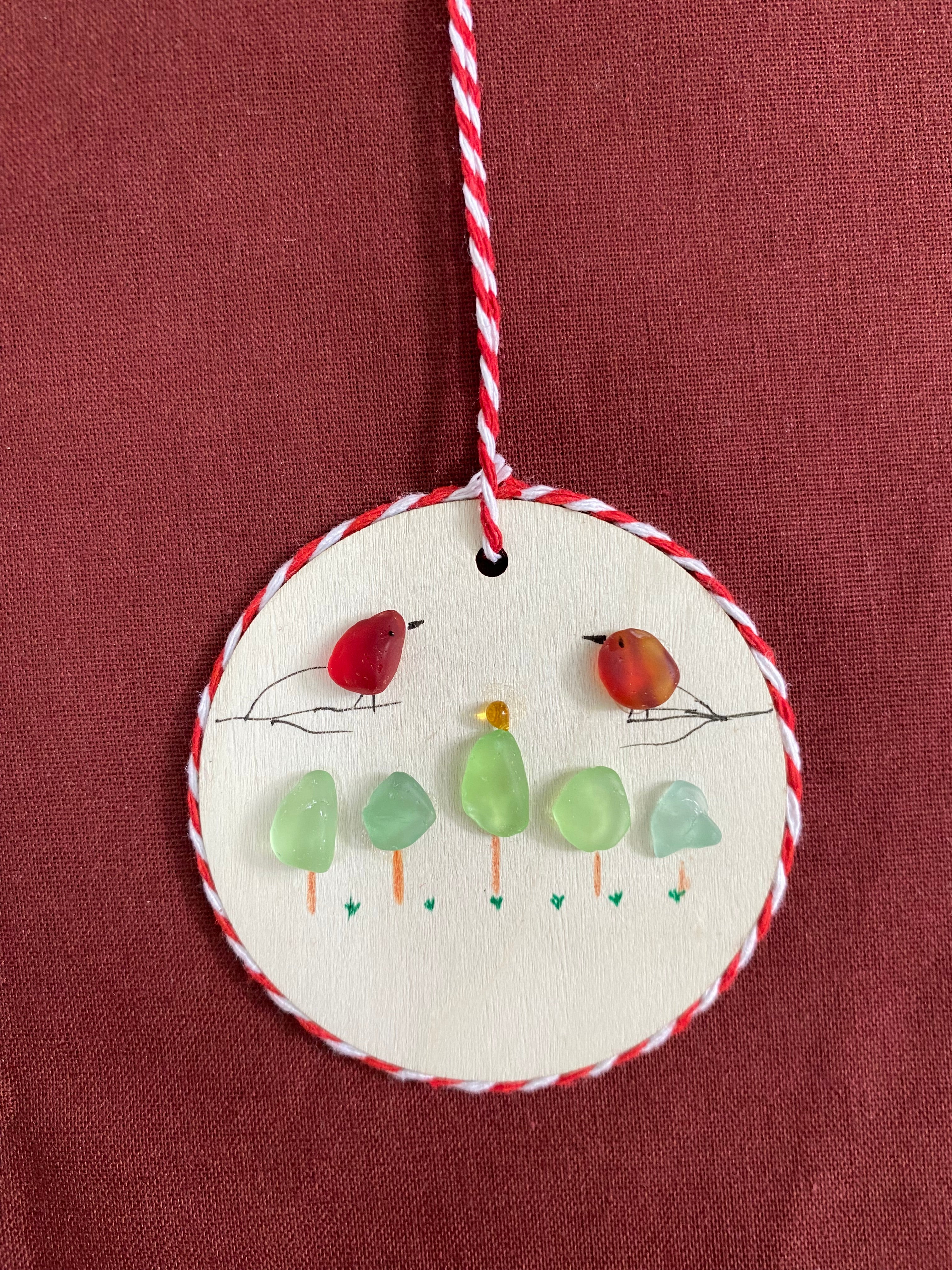 Sea Glass Ornament, Vintage Christmas Ornament,