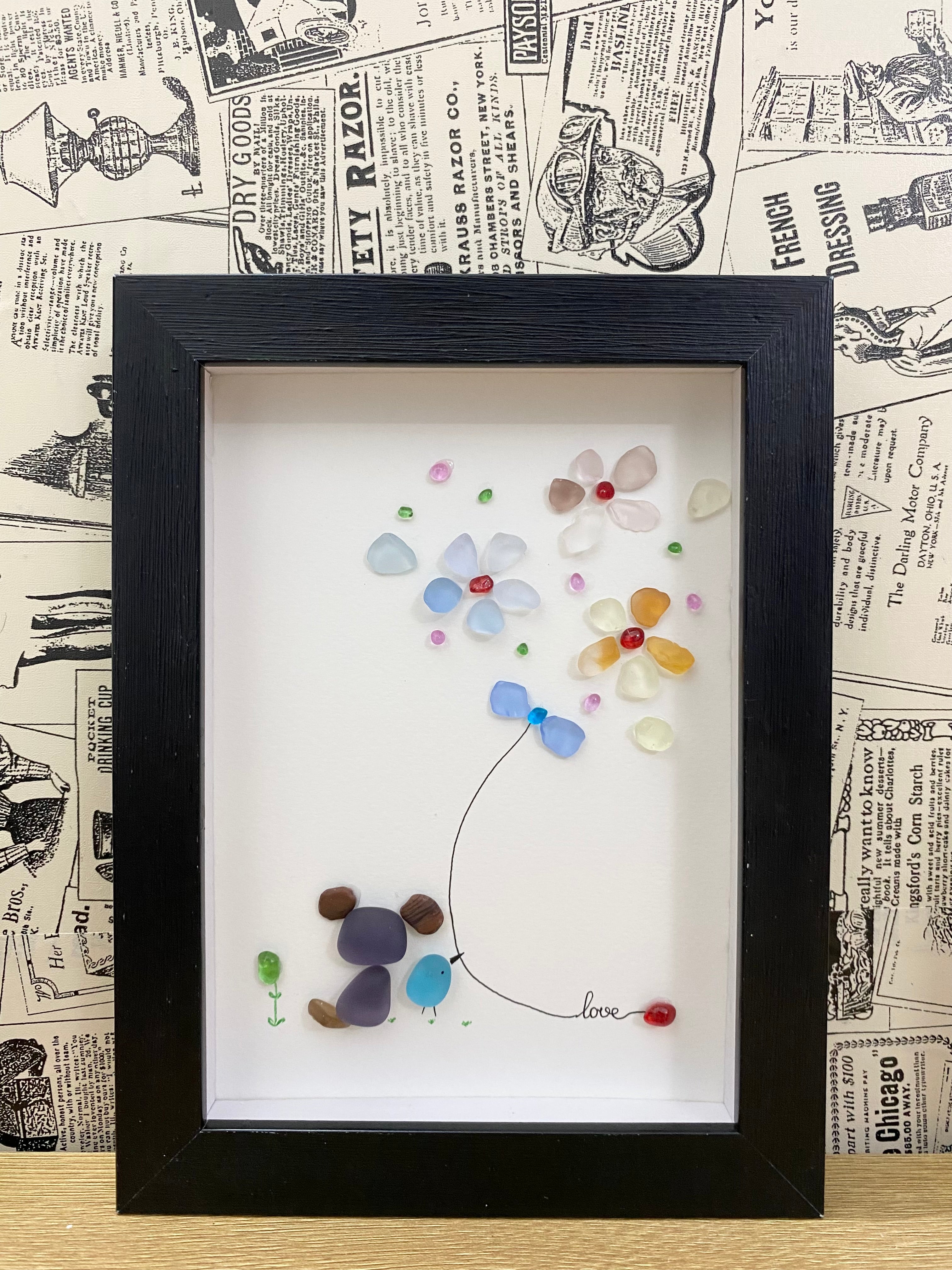Sea Glass Dog Art - Sea glass friend art