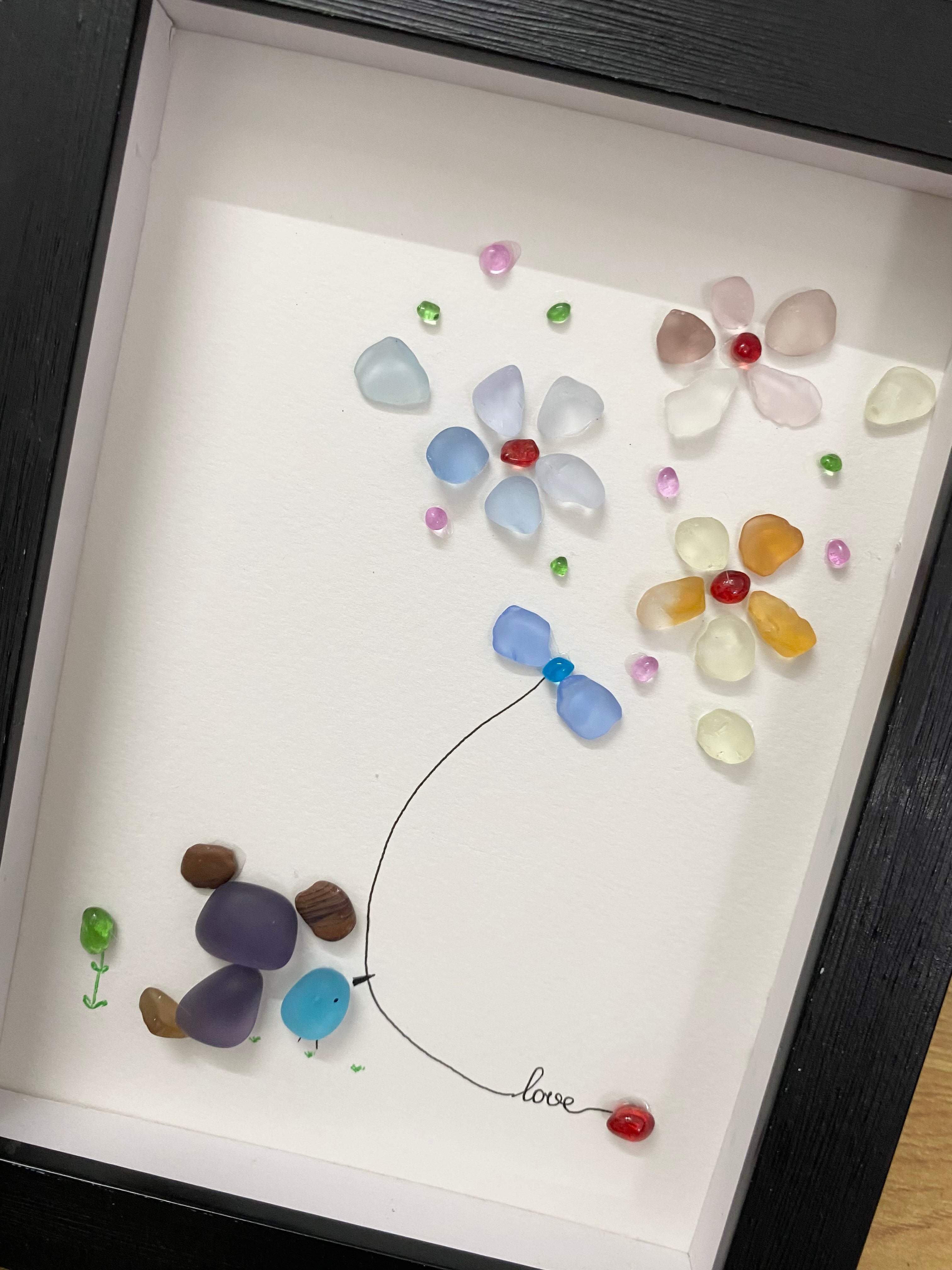 Sea Glass Dog Art - Sea glass friend art