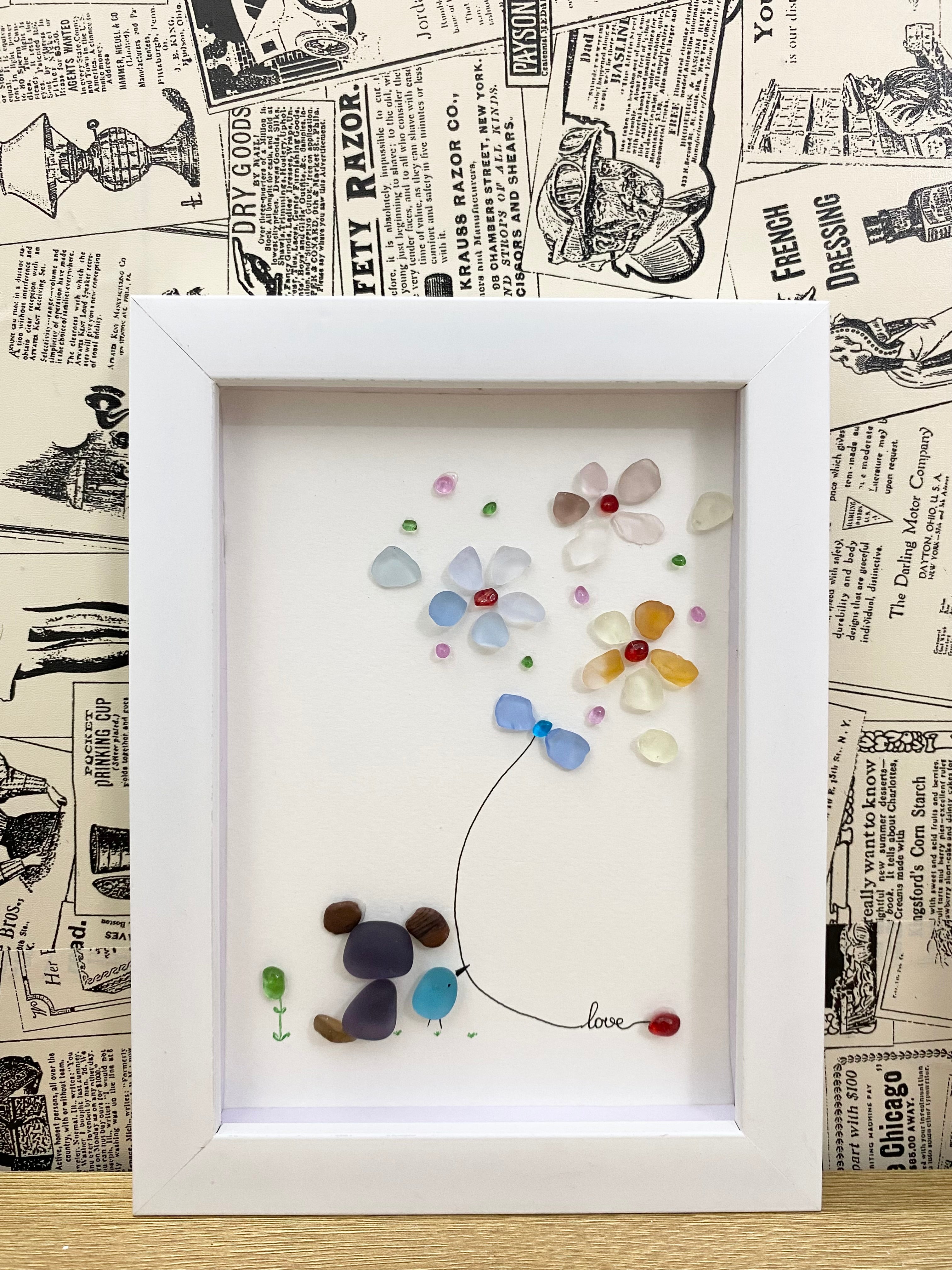 Sea Glass Dog Art - Sea glass friend art