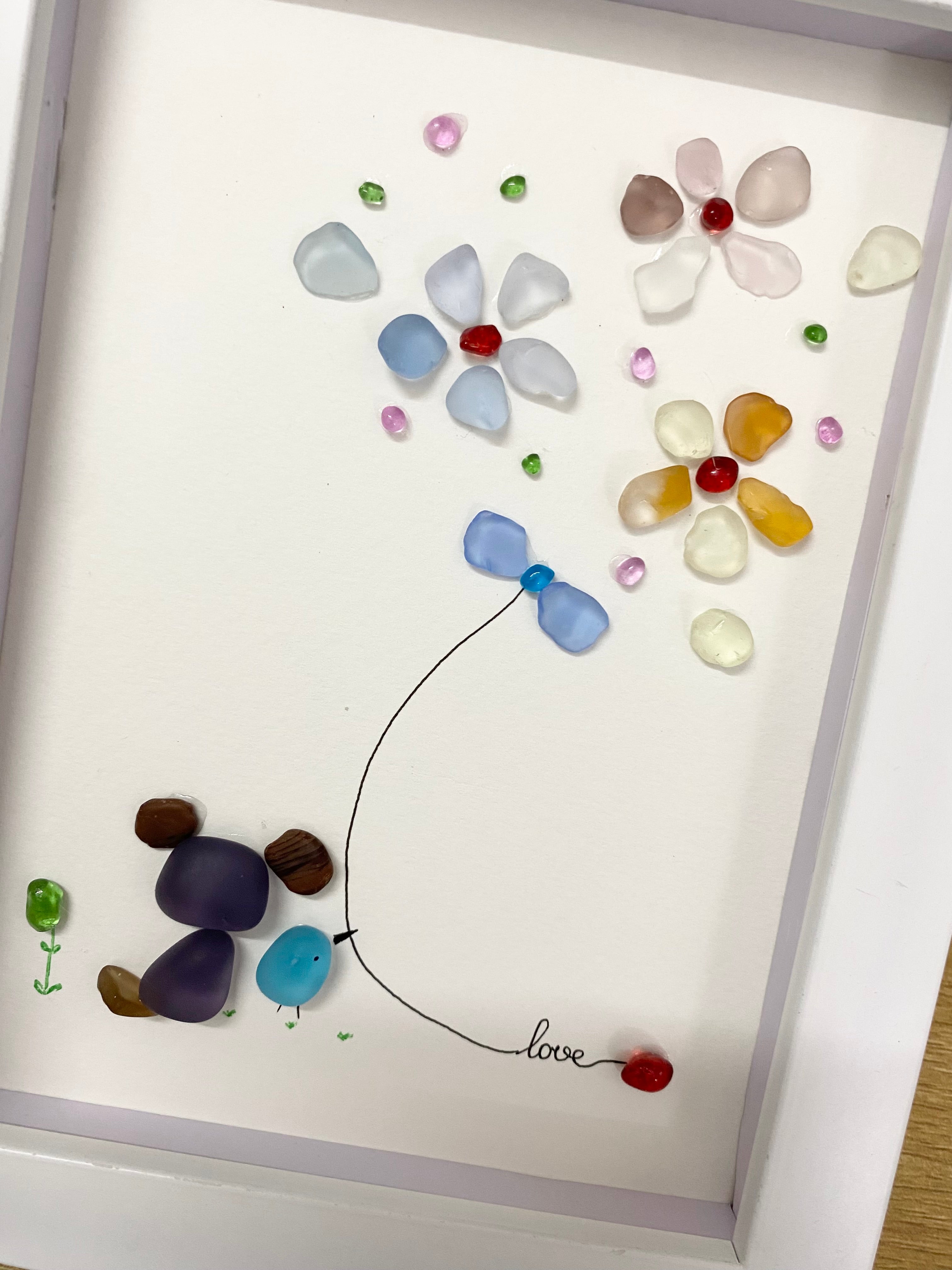 Sea Glass Dog Art - Sea glass friend art